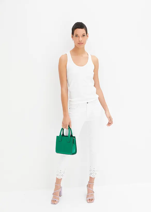 Pantalon extensible à broderies anglaises, bonprix