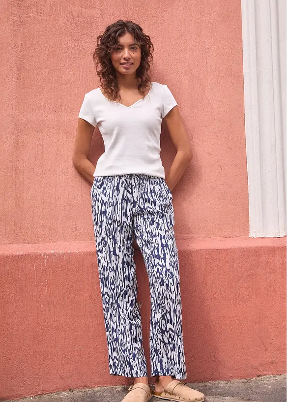 Pantalon taille élastiquée en viscose fluide, bonprix