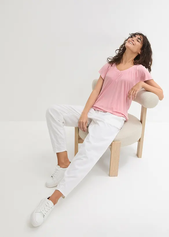 T-shirt en viscose mélangée, manches courtes, bonprix