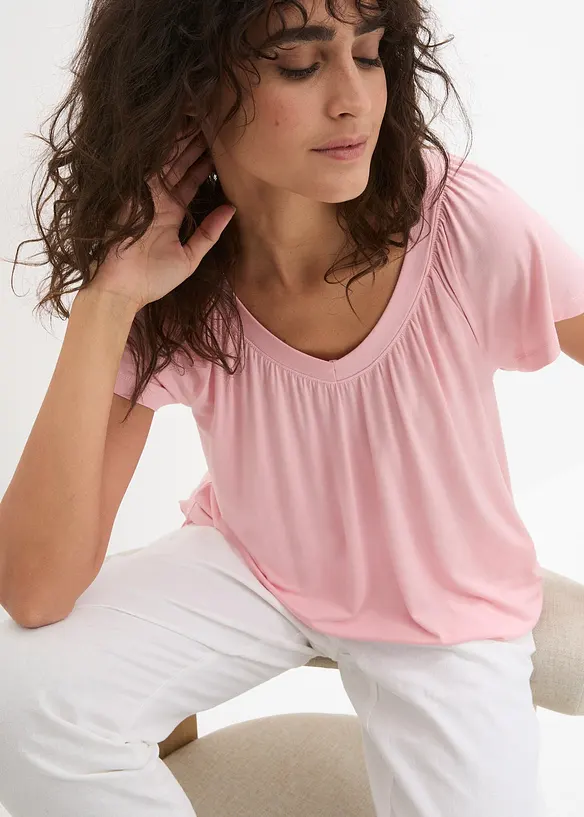 T-shirt en viscose mélangée, manches courtes, bonprix