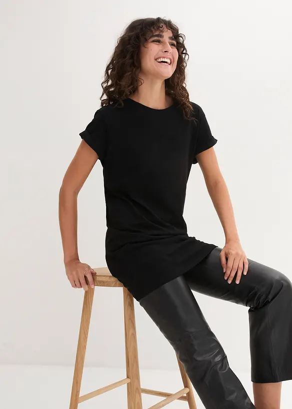 Boxy-Longshirt mit kurzen Ärmeln, bonprix