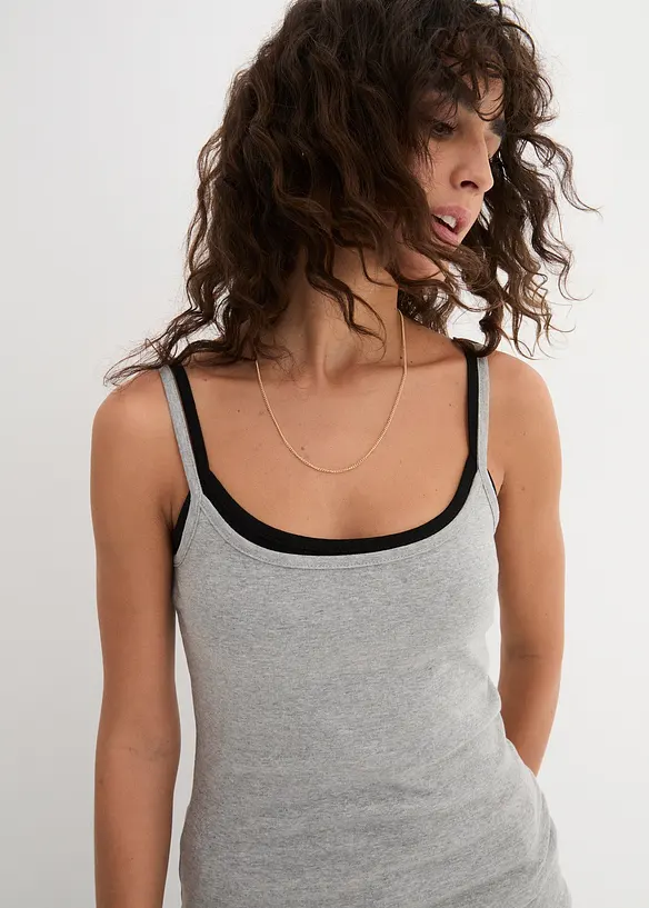 Lot de 3 tops à fines bretelles 100% coton, bonprix