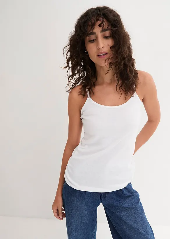 Lot de 3 tops à fines bretelles 100% coton, bonprix
