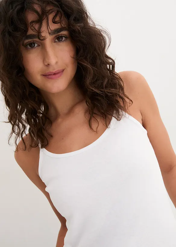Lot de 3 tops à fines bretelles 100% coton, bonprix