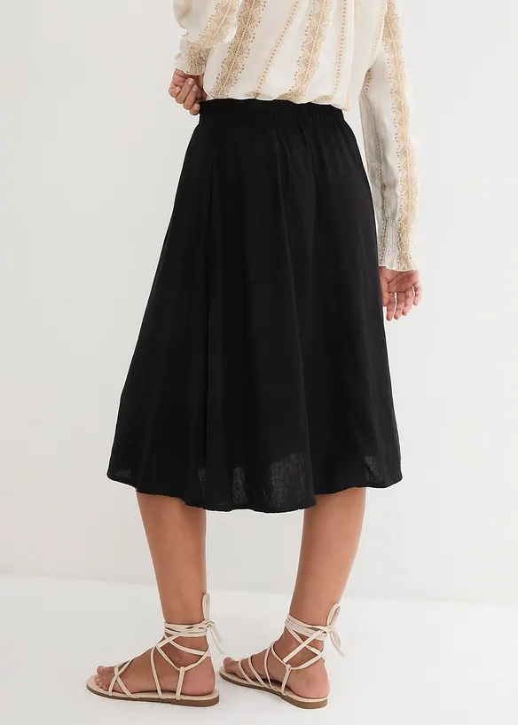 Jupe midi en lin majoritaire, bonprix
