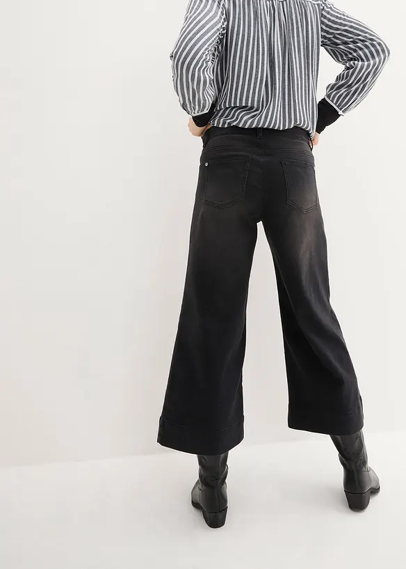 Jupe-culotte 7/8 en jean extensible ultra-doux, bonprix