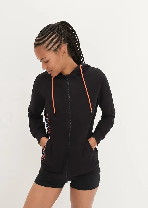 Kapuzen-Sweatjacke aus reiner Baumwolle, bonprix