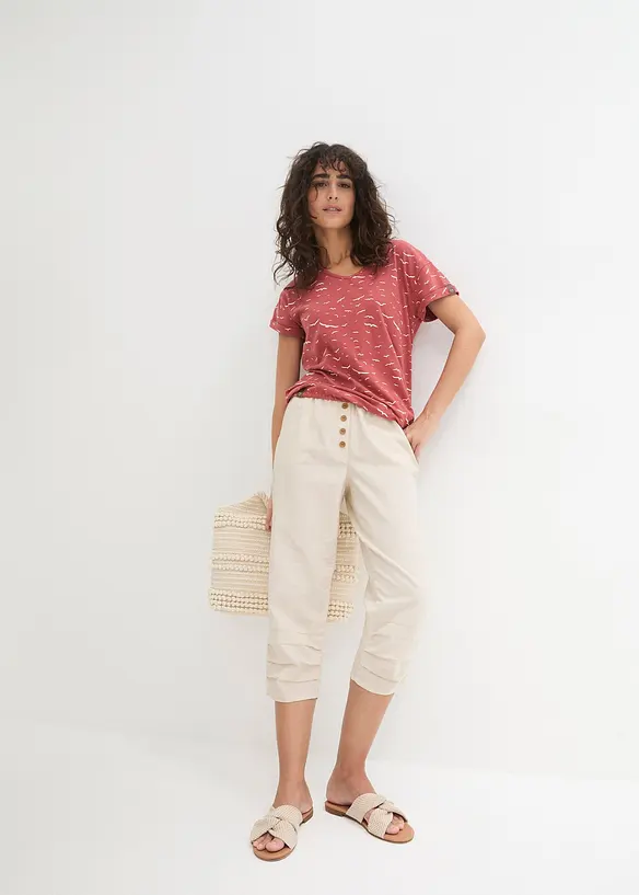 Pantalon carotte en lin et coton, bonprix