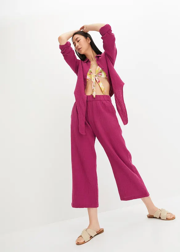 Pantalon large en gaze de coton, bonprix