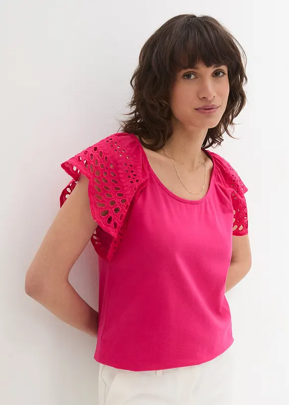 T-shirt à broderies anglaises, bonprix
