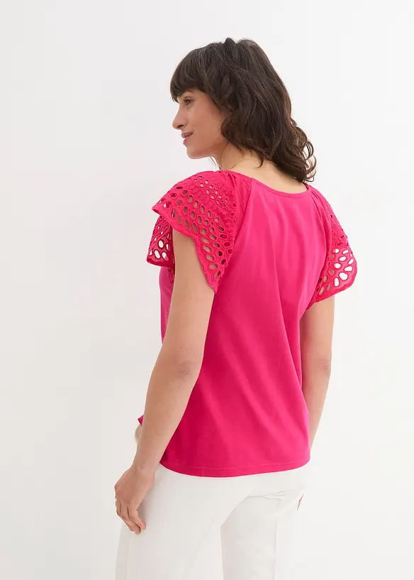 T-shirt à broderies anglaises, bonprix