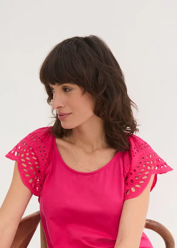 T-shirt à broderies anglaises, bonprix