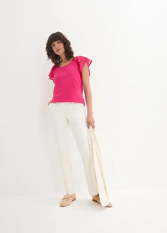 T-shirt à broderies anglaises, bonprix