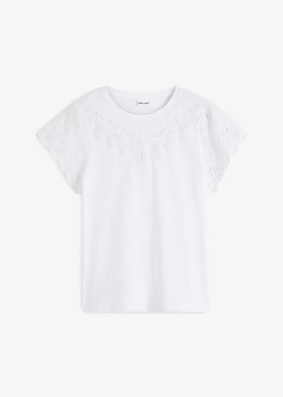 T-shirt à broderie ajourée, bonprix