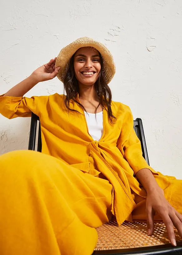 Blouse kimono en lin mélangé, bonprix