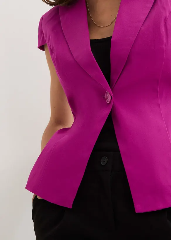 Blazer à manches courtes en satin de coton, bonprix