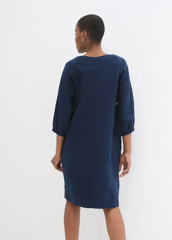 Robe 100 % lin, manches 3/4, bonprix