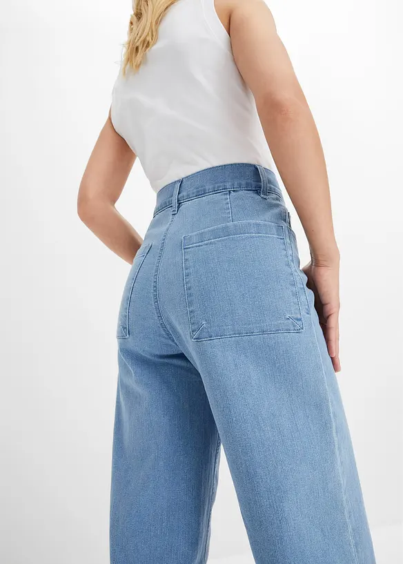 Jean large, taille haute, raccourci, bonprix