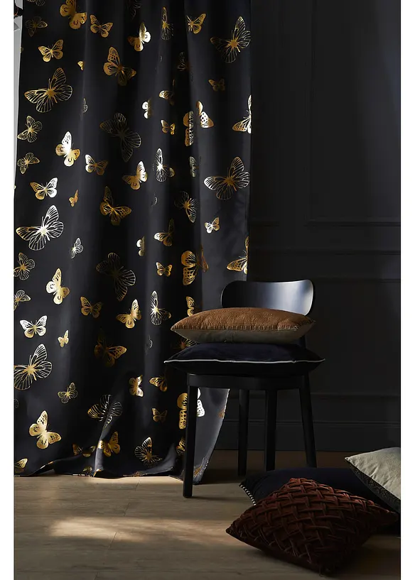 Rideau occultant avec imprimé papillons brillant (1 pce), bonprix