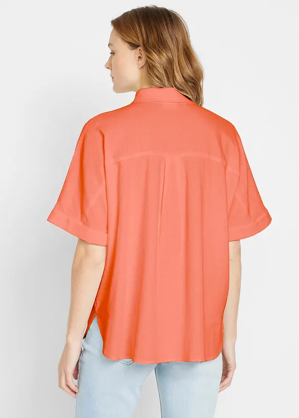 Chemisier manches coudes oversize en lin mélangé, bonprix
