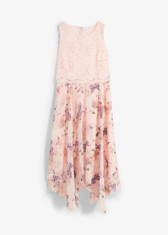Robe en mousseline avec dentelle, bonprix