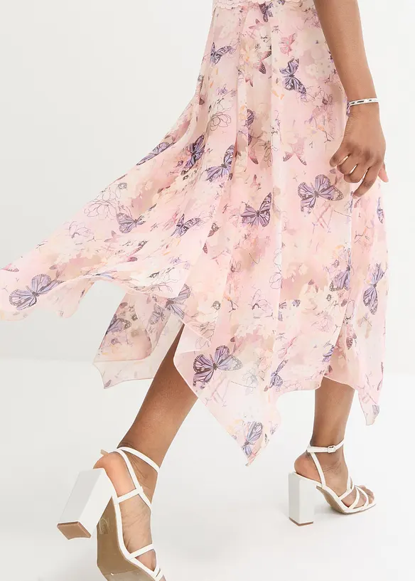 Robe en mousseline avec dentelle, bonprix
