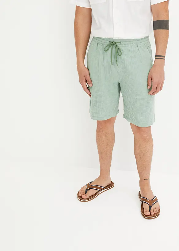 Short en gaze 100% coton, Regular, bonprix