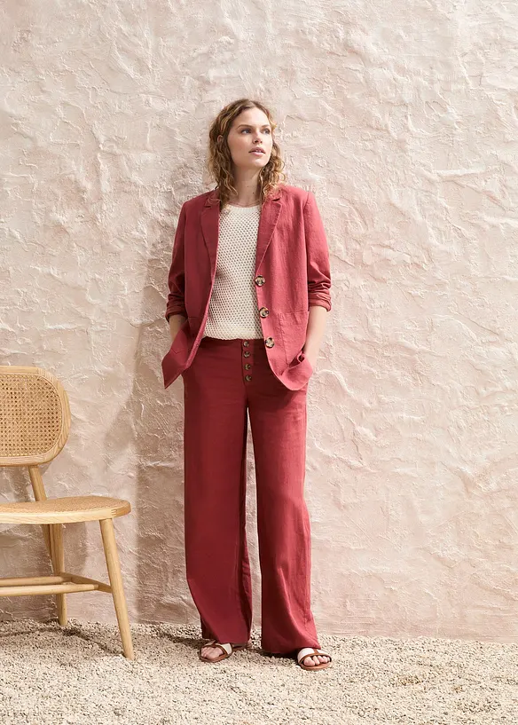 Pull ajouré oversize avec lin, bonprix