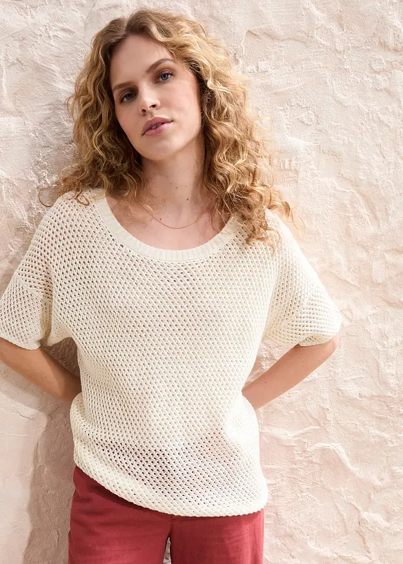 Pull ajouré oversize avec lin, bonprix