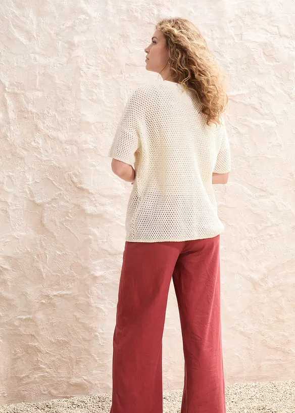 Pull ajouré oversize avec lin, bonprix