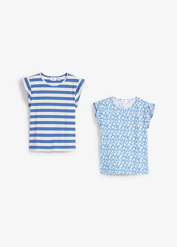 Lot de 2 T-shirt en jersey fille avec coton, bonprix