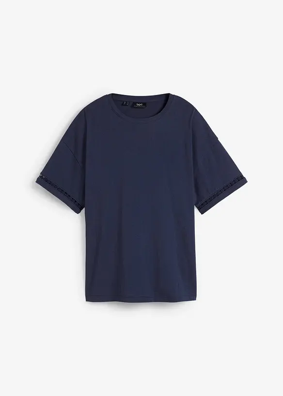 T-shirt avec finition dentelle aux manches, bonprix