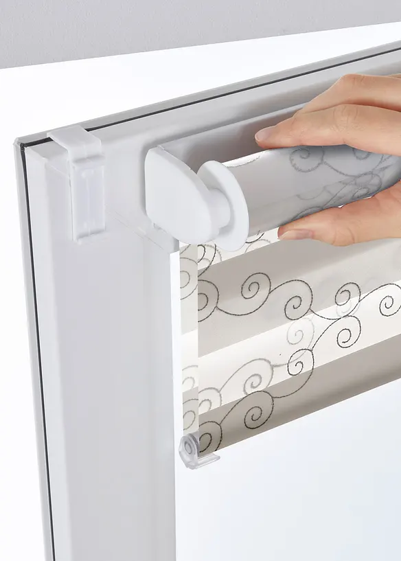 Store enrouleur double brodé à motif graphique, bonprix