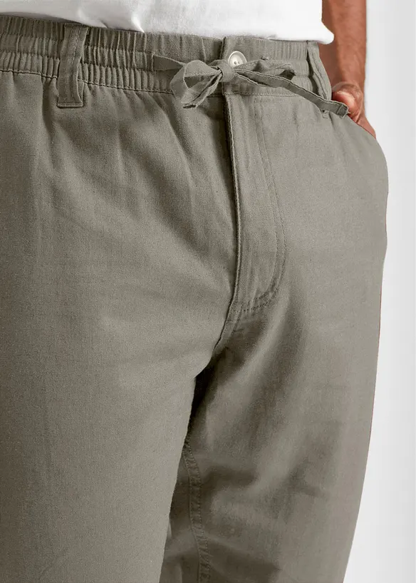 Pantalon chino avec lin, Regular, droit, bonprix