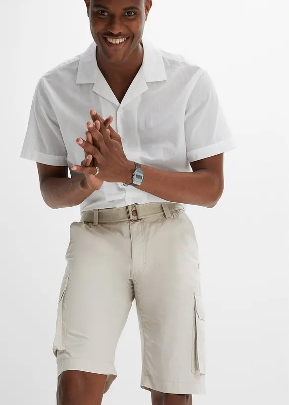 Bermuda cargo avec ceinture et taille élastiquée, Regular, bonprix