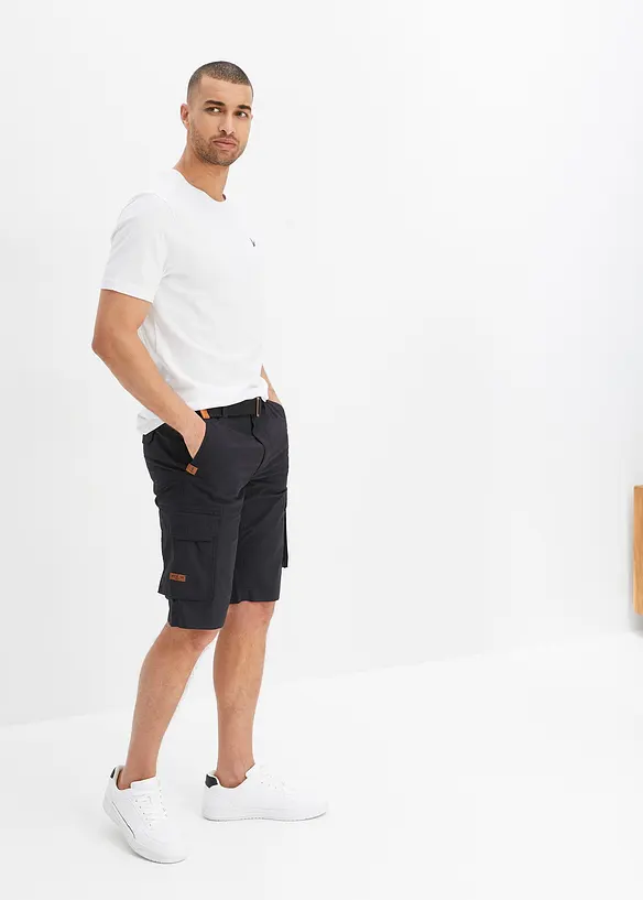 Bermuda cargo avec ceinture et taille élastiquée, Regular, bonprix