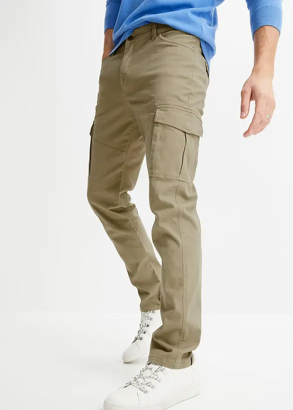 Pantalon slim extensible, jambes droites, avec poches cargo, bonprix