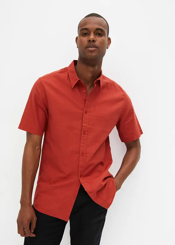 Chemise manches courtes en lin mélangé léger, bonprix
