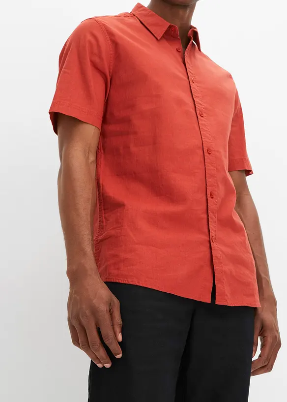 Chemise manches courtes en lin mélangé léger, bonprix