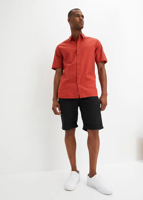 Chemise manches courtes en lin mélangé léger, bonprix