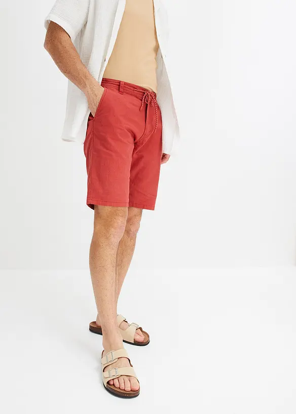 Bermuda chino avec lin et lien à noueer, Regular Fit, bonprix