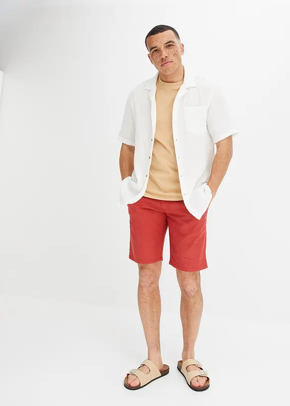 Bermuda chino avec lin et lien à noueer, Regular Fit, bonprix