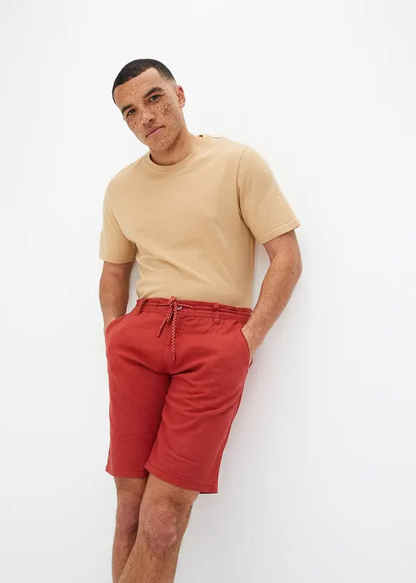 Bermuda chino avec lin et lien à noueer, Regular Fit, bonprix