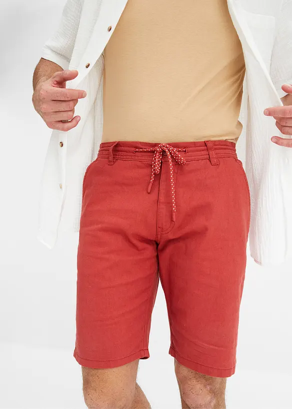 Bermuda chino avec lin et lien à noueer, Regular Fit, bonprix