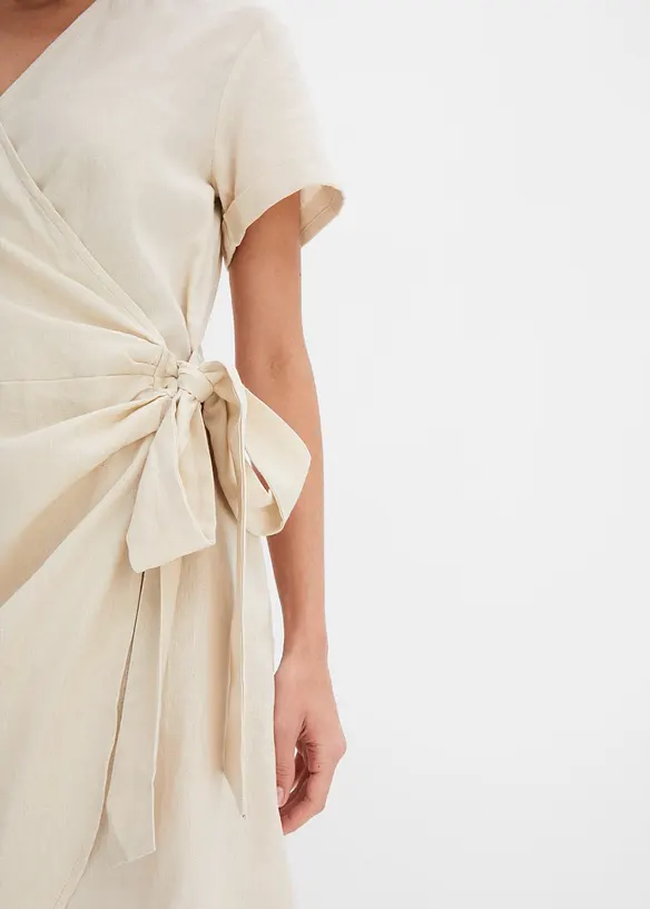 Robe portefeuille en lin mélangé, bonprix