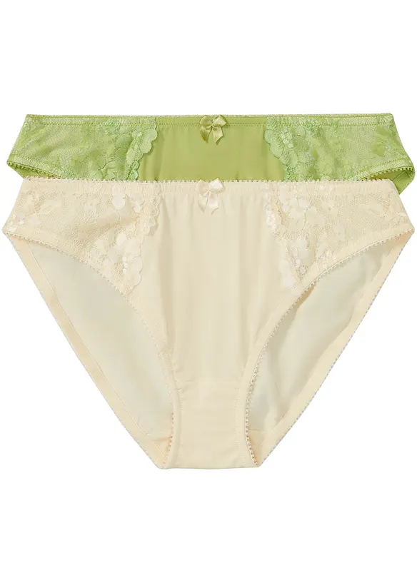 Slip mit zarter Spitze (2er Pack), bonprix