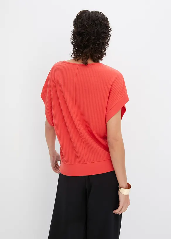 T-shirt avec manches chauve-souris et côtes, bonprix