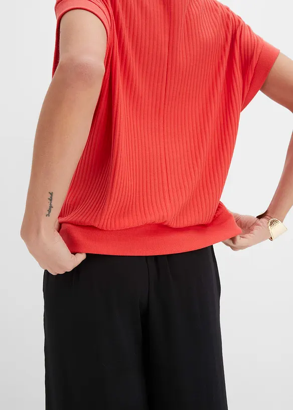 T-shirt avec manches chauve-souris et côtes, bonprix