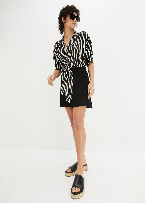 Short en jersey texturé à taille haute élastiquée, bonprix