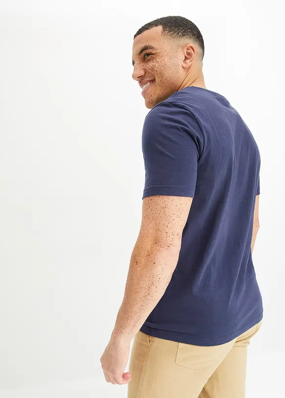 T-shirt col V, 100% coton, bonprix